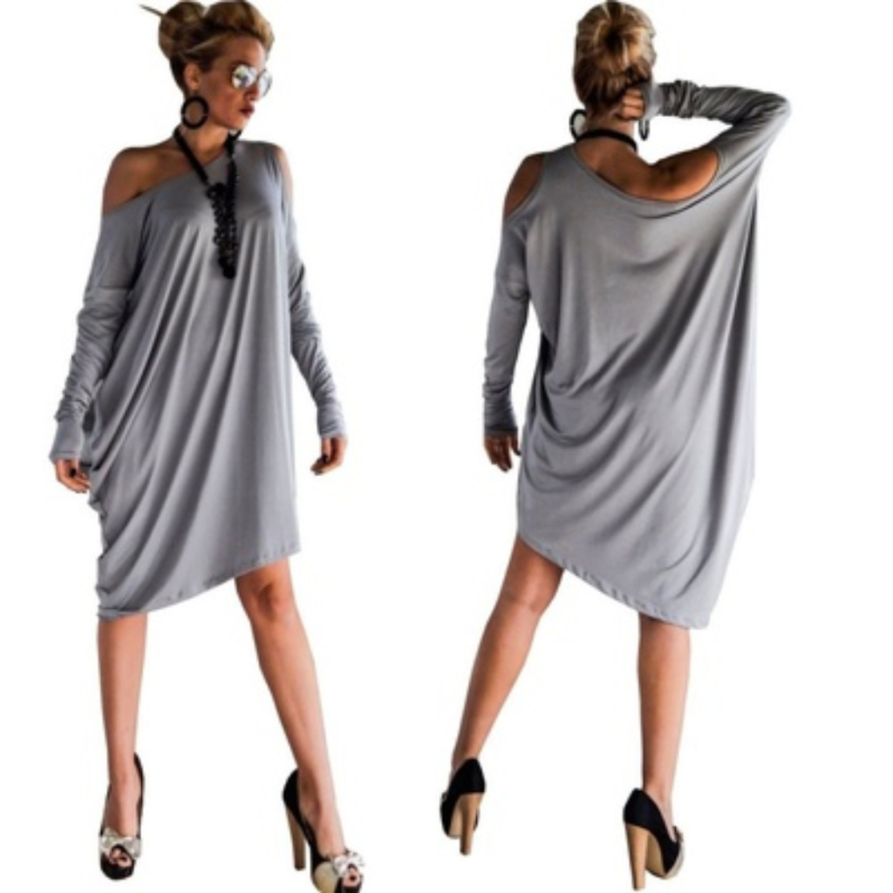 One Shoulder Long Sleeve Casual Loose Dress NWOT